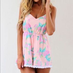 SaboSkirt Peach Floral Romper. NWT.